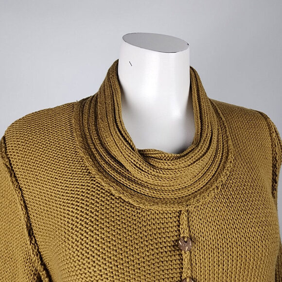 Pure Handknit Brown Cotton Asymmetrical Sweater Size S/M - Picture 2 of 8